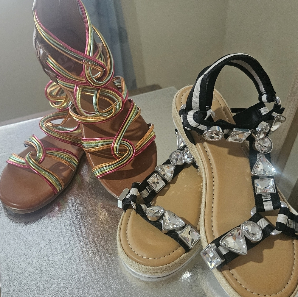Girls 2 Pairs New Sandals GB Size 2